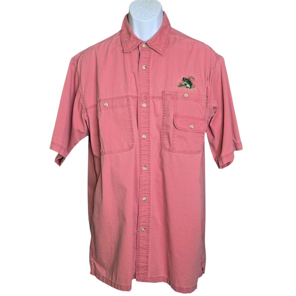 Redhead Mens XL Fishing Shirt Cotton Salmon Embroidered‎ Bass Outdoors Sportsman